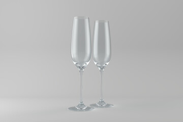 Digital png illustration of two glasses for champagne on transparent background