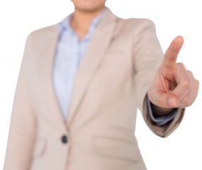 Digital png photo of midsection of asian businesswoman pointing on transparent background