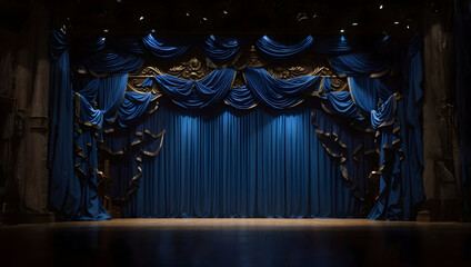 Elegance Unveiled Stunning Blue Stage Curtain