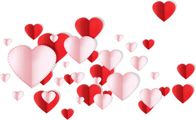 Digital png illustration of red and pink hearts on transparent background