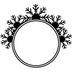Digital png illustration of circle with snowflakes on transparent background