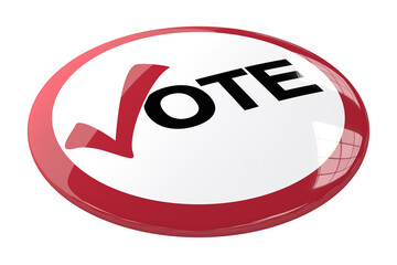 Digital png illustration of badge with vote text on transparent background