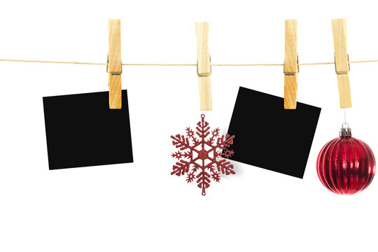 Digital png illustration of photos, snowflake and christmas decoration on transparent background