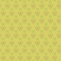 Digital png illustration of green pattern of repeated clovers on transparent background
