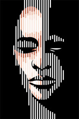 silhouette of a face of the person vector art illustration