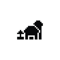 this is farm icon 1 bit style in pixel art with black color and white background ,this item good for presentations,stickers, icons, t shirt design,game asset,logo and your project.