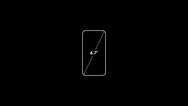 6.7 inches phone screen size icon animation with alpha channel transparent background