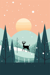 Christmas flat vector art illustration for greeting cards background