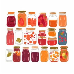 Watercolor delicious fruit jam, AI generated