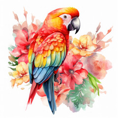 Fototapeta premium Parrot flower and fruit Illustration, Generative Ai