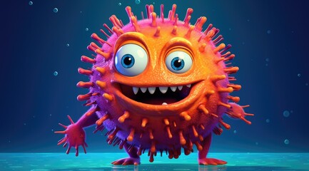 Fototapeta na wymiar cartoon germs bacteria and viruses