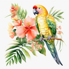 Parrot flower and fruit Illustration, Generative Ai