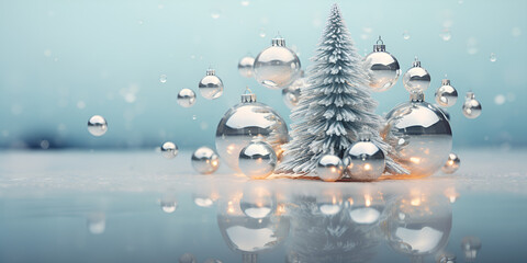 Fototapeta na wymiar Beautiful Christmas tree made of glass ball Christmas