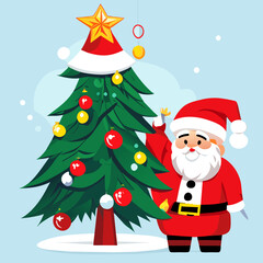 Santa Claus and the Festive Christmas Tree.