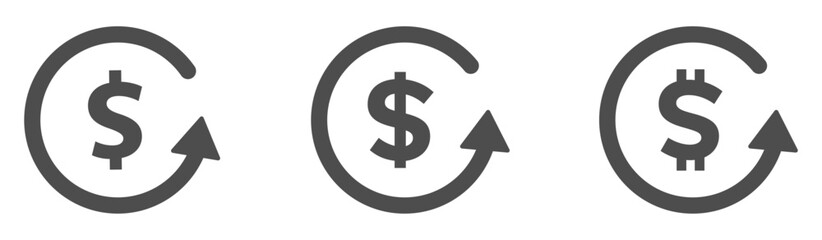 Fototapeta premium Dollar rate increase vector icons. Cost increase vector signs set