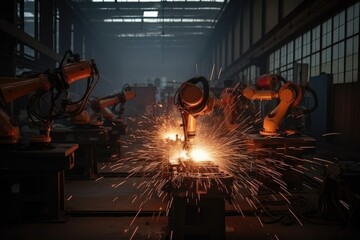 Robotic arm in a modern factory