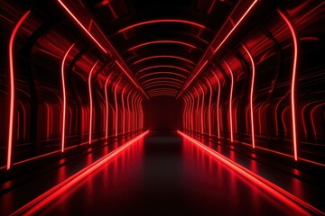 Sleek Minimalist Design Capturing 3D Patterns and Neon Lights in a Futuristic Tunnel,ai generated