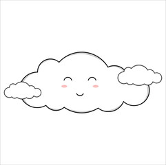 Cute kawaii cloud for decorating, suitable for sticker, t-shirt, mug, etc. vector formats. Eps 10

