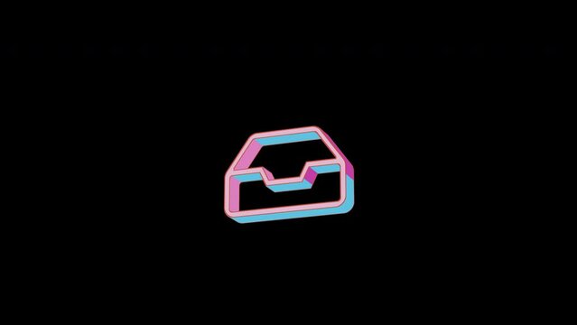 Bright inbox icon is jumping merrily. Retro style. Alpha channel black. Looped from frame 120 to 240, Alpha BW at the end