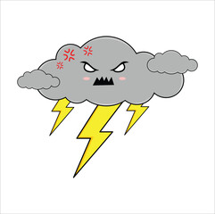 Cute kawaii cloud for decorating, suitable for sticker, t-shirt, mug, etc. vector formats. Eps 10

