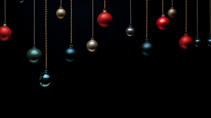 Obraz premium Dazzling Festivity: Ornaments Gleam in Darkness, Generative AI