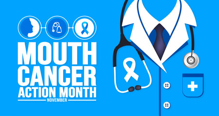 November is Mouth Cancer Action Month background template. Holiday concept. background, banner, placard, card, and poster design template with text inscription and standard color. vector illustration.
