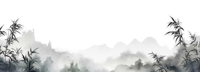 Chinese style ink landscape painting