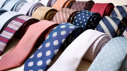Neatly arranged suits and ties