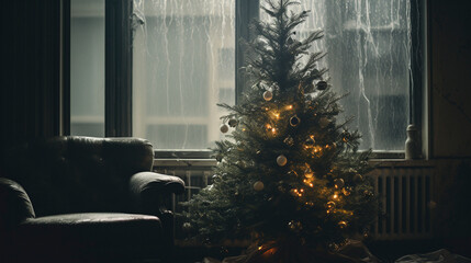 christmas tree in the window, generative ai