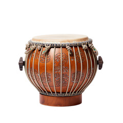front view of tabla musical instrument isolated on a white transparent background