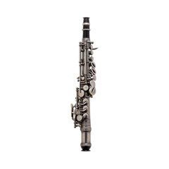 front view of clarinet musical instrument isolated on a white transparent background