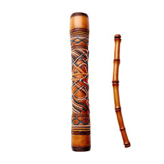 front view of didgeridoo musical instrument isolated on a white transparent background