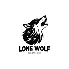 Howling wolf head vector illustration. Wolf head badge emblem logo icon