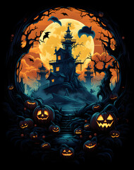 Creepy creatures and spooky surprises, Halloween poster celebration design