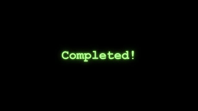 Neon Task Completed and Done Text Animation Video