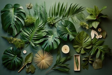 Intricately arranged botanical specimens highlight textures, patterns, and unique characteristics of each leaf.