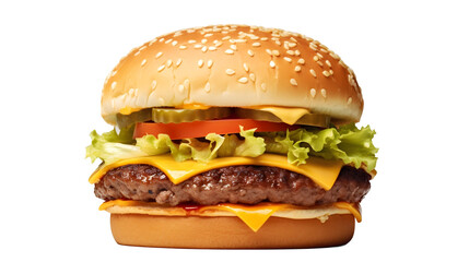 Classic Cheeseburger en gros plan, sans background en transparence
