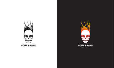 Fire skull logo, vector graphic design