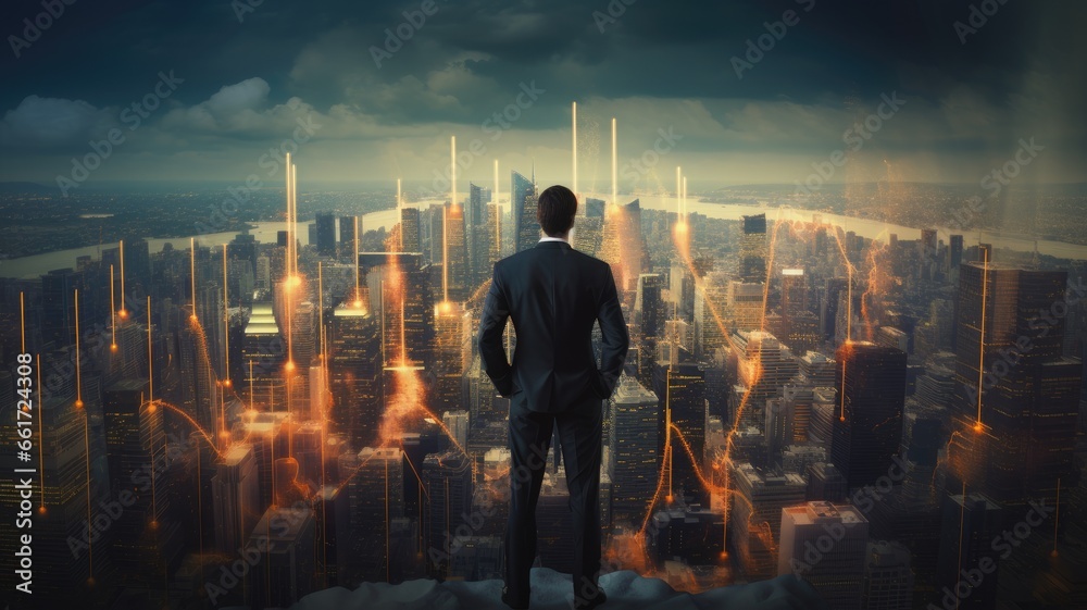 Poster visualize a person identifying growth opportunities and developing strategies for business expansion