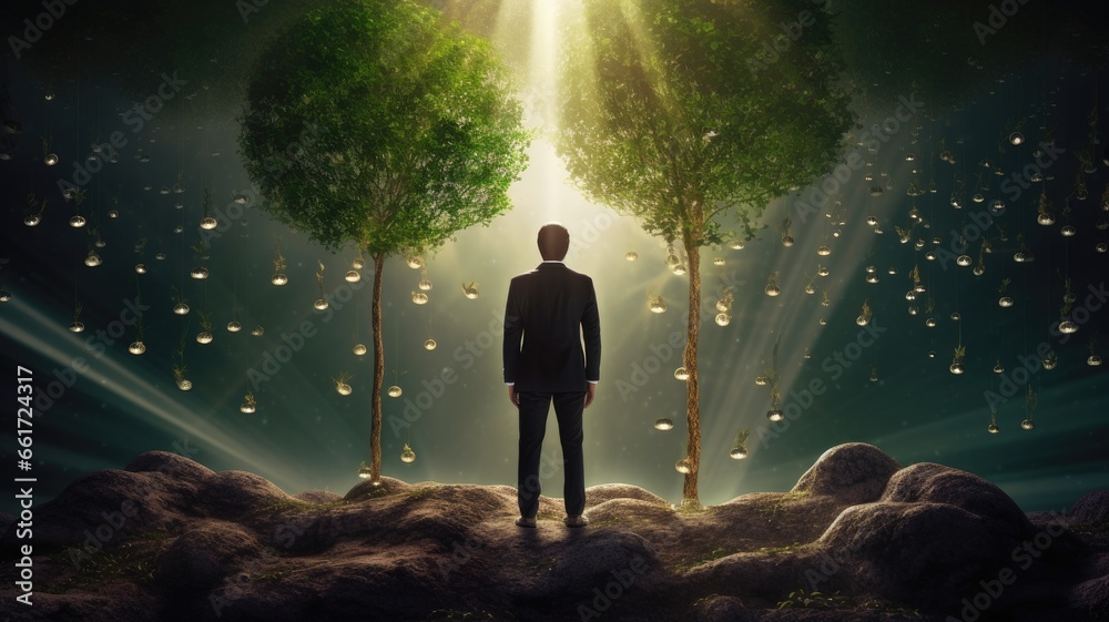 Poster visualize a person identifying growth opportunities and developing strategies for business expansion