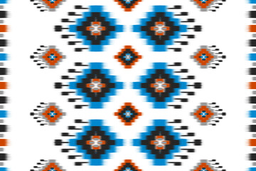Carpet ethnic ikat pattern art. Geometric ethnic ikat seamless pattern in tribal. Mexican style. Design for background, wallpaper, illustration, fabric, clothing, carpet, textile, batik, embroidery.
