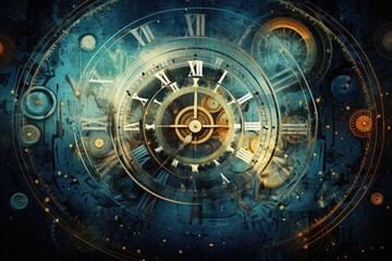 Obraz premium Abstract background with symbols of time and cyclicity