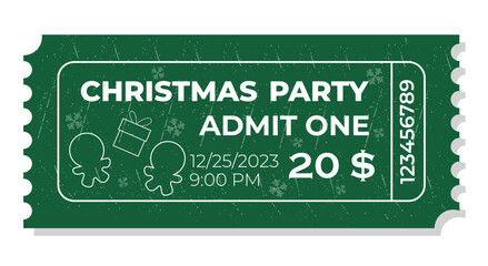 New Year's Eve party ticket template. Retro style ticket design illustration