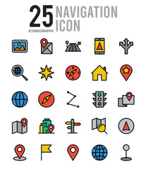 25 Navigation Lineal Color icon pack. vector illustration.