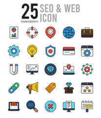 25 SEO & WEB Lineal Color icon pack. vector illustration.