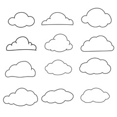 Set of vector clouds illustration on white background