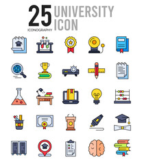 25 University Lineal Color icon pack. vector illustration.
