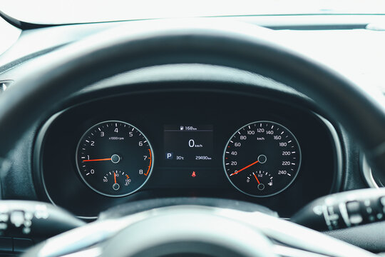 Car panel odometer speed fuel rpm km travel automobile dashboard