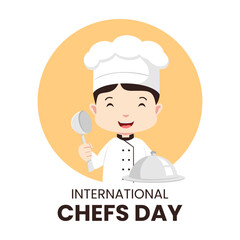 Vector Graphic of Cute male chef or baker cartoon suitable for International Chefs Day