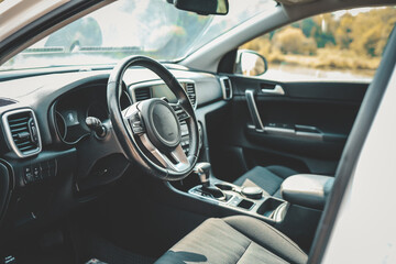 Interior view of car with black salon